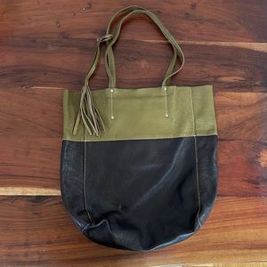 Roots leather tote